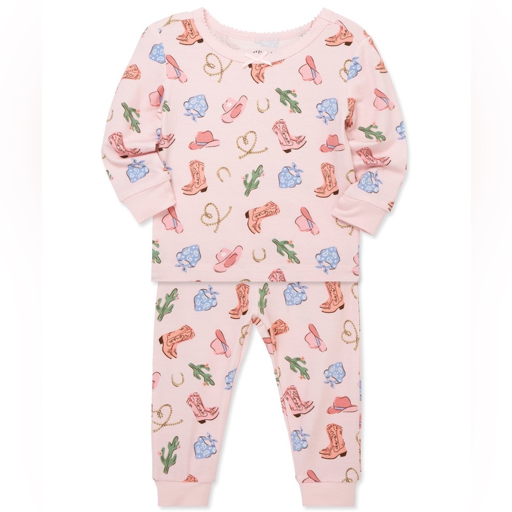 NWT Little Me Pink Western Pajama Set -12m